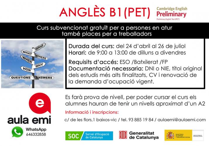 curs subvencionat gratis vic